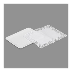 Bandeja rectangular con blonda color blanco 22 x 28 cm, 2 uds
