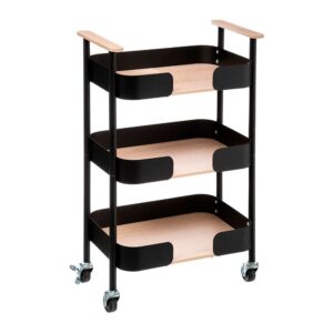 Carrito multiusos de 3 pisos, negro - 45,5 x 28,5 x 75 cm