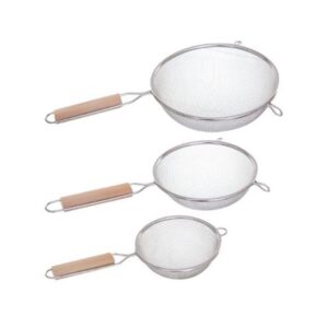 Coladores acero inoxidable + mango madera ø12 cm / ø16 cm / ø20 cm - 3 uds
