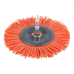 Cepillo de disco de nylon, vástago hexagonal ¼ pulg ø100 x 10 mm