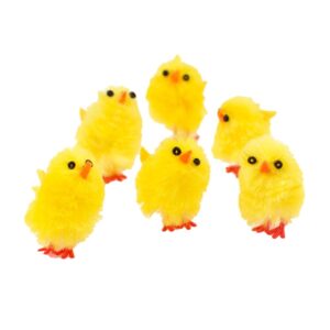 Pollitos chenille de pascua 4 cm colores / modelos surtidos, 6 uds