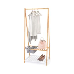Colgador bambu con repisa para zapatos y bandeja 70 x 45 x 160 cm
