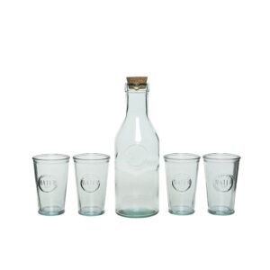 Botella y 4 vasos de cristal
