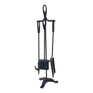 Juego de chimenea color negro 3 piezas 19 x 68,5 cm