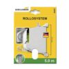 Recogedor exterior abatible giratorio 180° con 5 m de cinta, 28 x 159 x 120 mm blanco