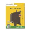 Recogedor exterior abatible giratorio 180° con 5 m de cinta, 28 x 159 x 120 mm marrón