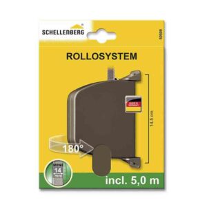 Recogedor exterior abatible giratorio 180° con 5 m de cinta, 28 x 159 x 120 mm marrón