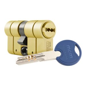 Cilindro scx+ de alta seguridad anti-rotura, antibumping y antiganzúa. 30-30 latón y doble embrague. scx+de: 30-30 mcm