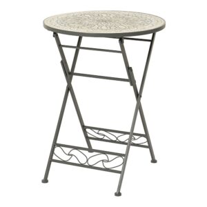 Mesa metálica/mosaico plegable bistro color negro para exterior ø60 x 76 cm
