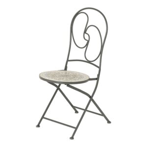 Silla metálica/mosaico plegable bistro color negro para exterior 39 x 47 x 94 cm
