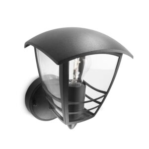 Aplique exterior creek e27 60 w sin bombilla, color negro, luz hacia arriba