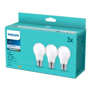 Bombilla led de filamento mate - e27 - 8,5 w (equiv. 75 w) - 1055 lm - 4000 k - luz día, pack 3 uds