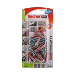 Tacos duopower ø5 x 25 mm + tornillos ø3,5 x 35 mm, blister 18 uds
