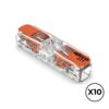 Conector rápido en linea con palanca 2 vias, ø maximo 4 mm², 450 v , 32 a - transparente - 8,1 x 35,5 x 8,9 mm, 10 uds