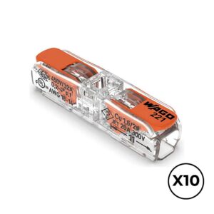 Conector rápido en linea con palanca 2 vias, ø maximo 4 mm², 450 v , 32 a - transparente - 8,1 x 35,5 x 8,9 mm, 10 uds