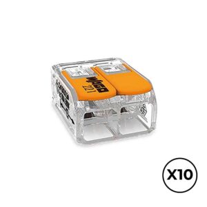 Conector rápido con palanca 2 vias, ø maximo 6 mm², 450 v , 41 a - transparente - 16 x 21,1 x 10,1 mm, 10 uds